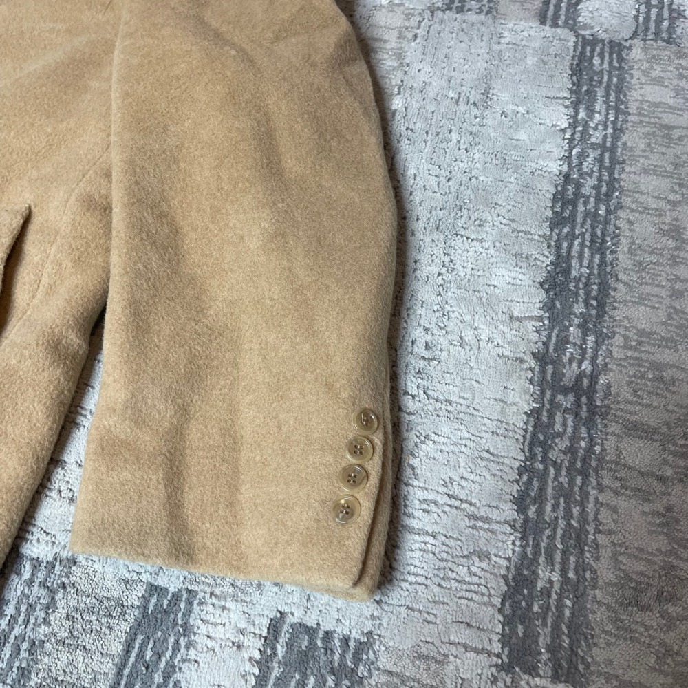 Vintage Lauren Ralph Lauren Coat Mens 100% Italy Camel Hair Long Trench Coat 40R - Picture 15 of 16
